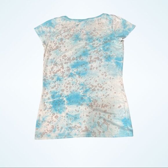 LUCKEE Lady Women's Graphic‎ Blue and Gray Splatter Galveston Island Texas Tee M - Picture 6 of 8